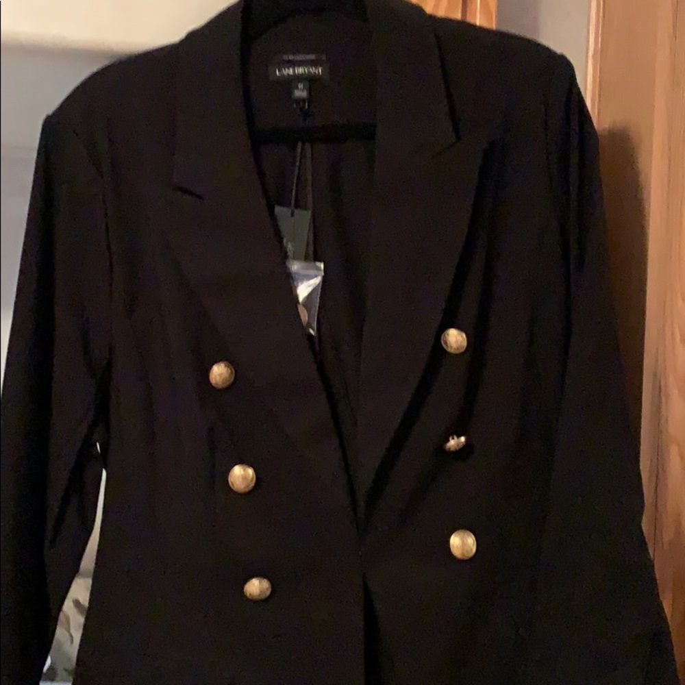 Black blazer with gold buttons down the front